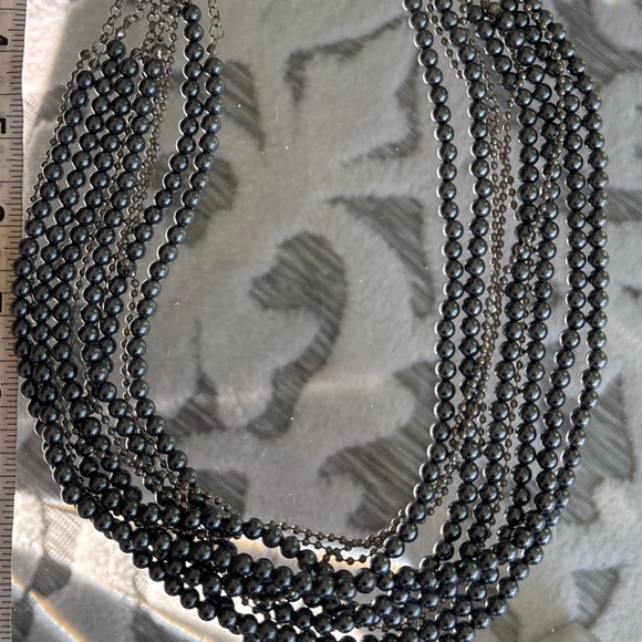 Loft gunmetal blue grey bead necklace - Picture 2 of 2